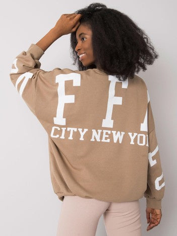 Brooke Sweater met Print – Donkerbeige
