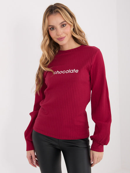 Rib Top met Tekst – Bordeaux