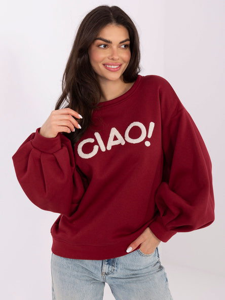 Sweater met Pofmouwen – Bordeaux