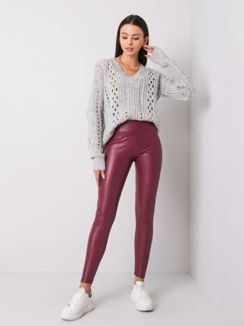 Gevoerde Leatherlook Legging – Donkerrood