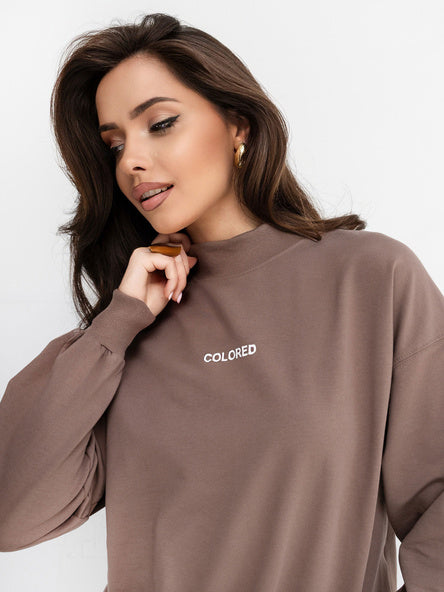Dylan Sweater met Opstaande Kraag – Bruin