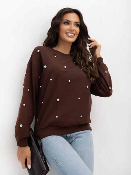 Sweater met Sierstuds – Bruin