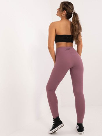 Geribde High-Waist Legging – Donkerroze