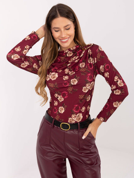 Blouse met Bloemenprint – Bordeaux