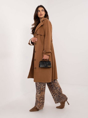 Camelkleurige Trenchcoat met Ceintuur