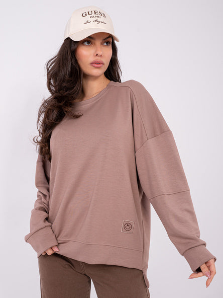 Oversized Sweater met Langere Achterkant – Donkerbeige