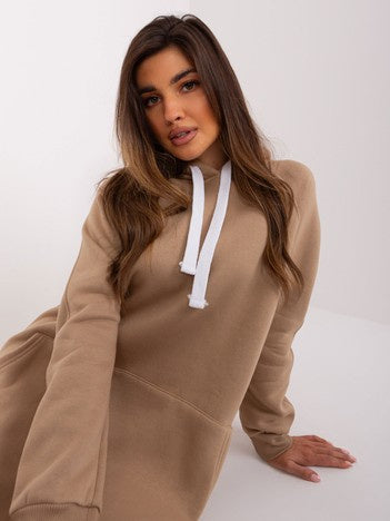 Lange Oversized Hoodie – Donkerbeige