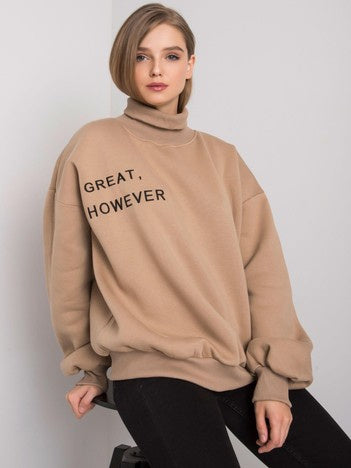 Warm Gevoerde Sweater met Col – Donkerbeige