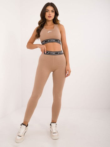High-Waist Fitness Legging – Donkerbeige