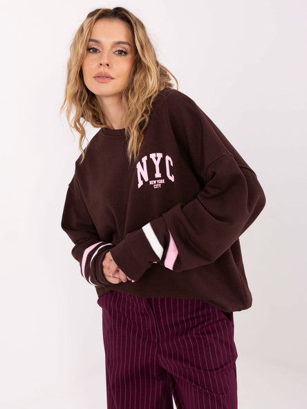 Sweater met New York-Print – Donkerbruin