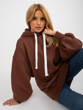 Lange Oversized Hoodie – Donkerbruin