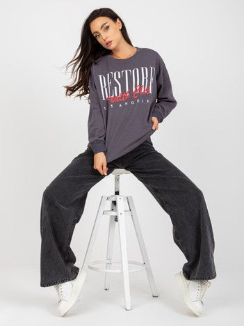 Sweater met Print – Donkergrijs