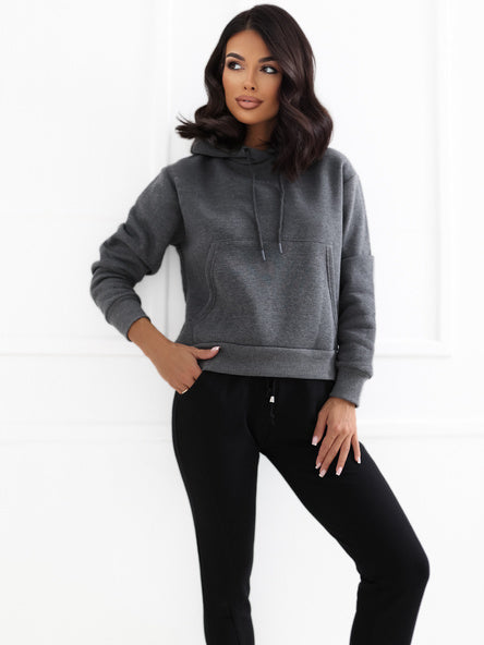Basic Hoodie met Kangoeroezak – Donkergrijs