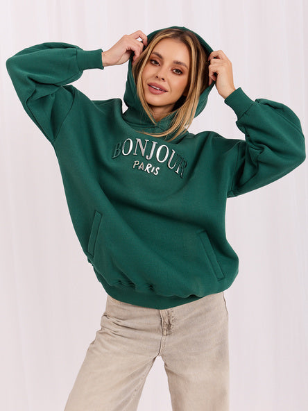 Lille Hoodie met Zakken – Donkergroen
