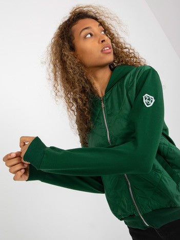 Gewatteerde Bomber Hoodie – Donkergroen
