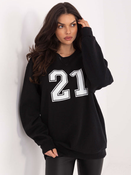 Oversized Sweater met Print – Zwart