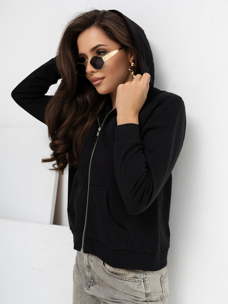 Basic Hoodie met Rits – Zwart