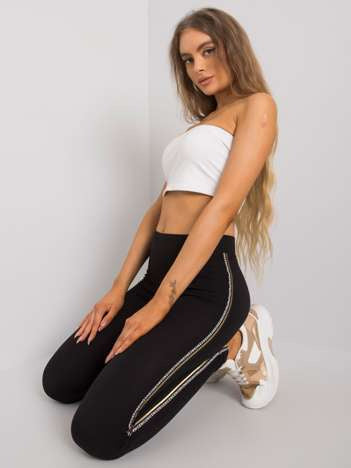 Legging met Gouden Strepen – Zwart/Goud