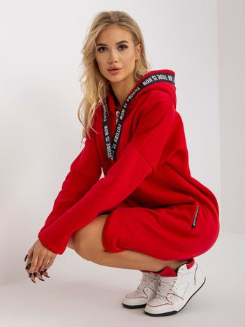 Lange Oversized Sweater met Rits – Rood