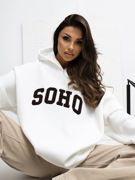 Hoodie met Tekst – Ecru