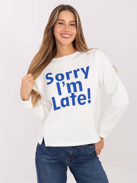 Sweater met Tekstprint – Wit/Blauw