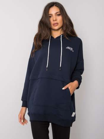 Edna Hoodie met Borduursel – Donkerblauw