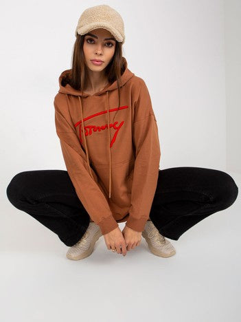 Lange Hoodie met Kangoeroezak – Lichtbruin