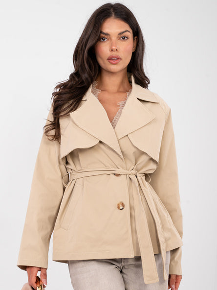 Korte Dames Trenchcoat met Ceintuur – Camel