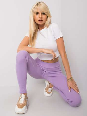 Geribde High-Waist Legging – Lichtpaars