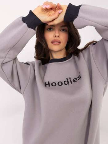 Oversized Sweater met Borduursel – Lichtgrijs