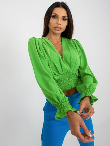 Blouse met Pofmouwen – Lichtgroen