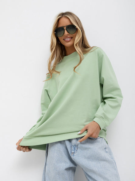 Basic Sweater met Hoge Kraag – Pistache