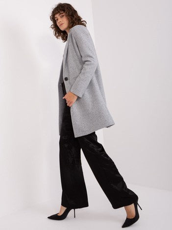 Klassieke Mantel met Revers – Grijs