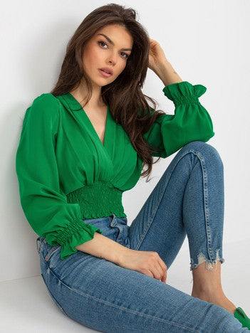 Blouse met Plooien – Groen