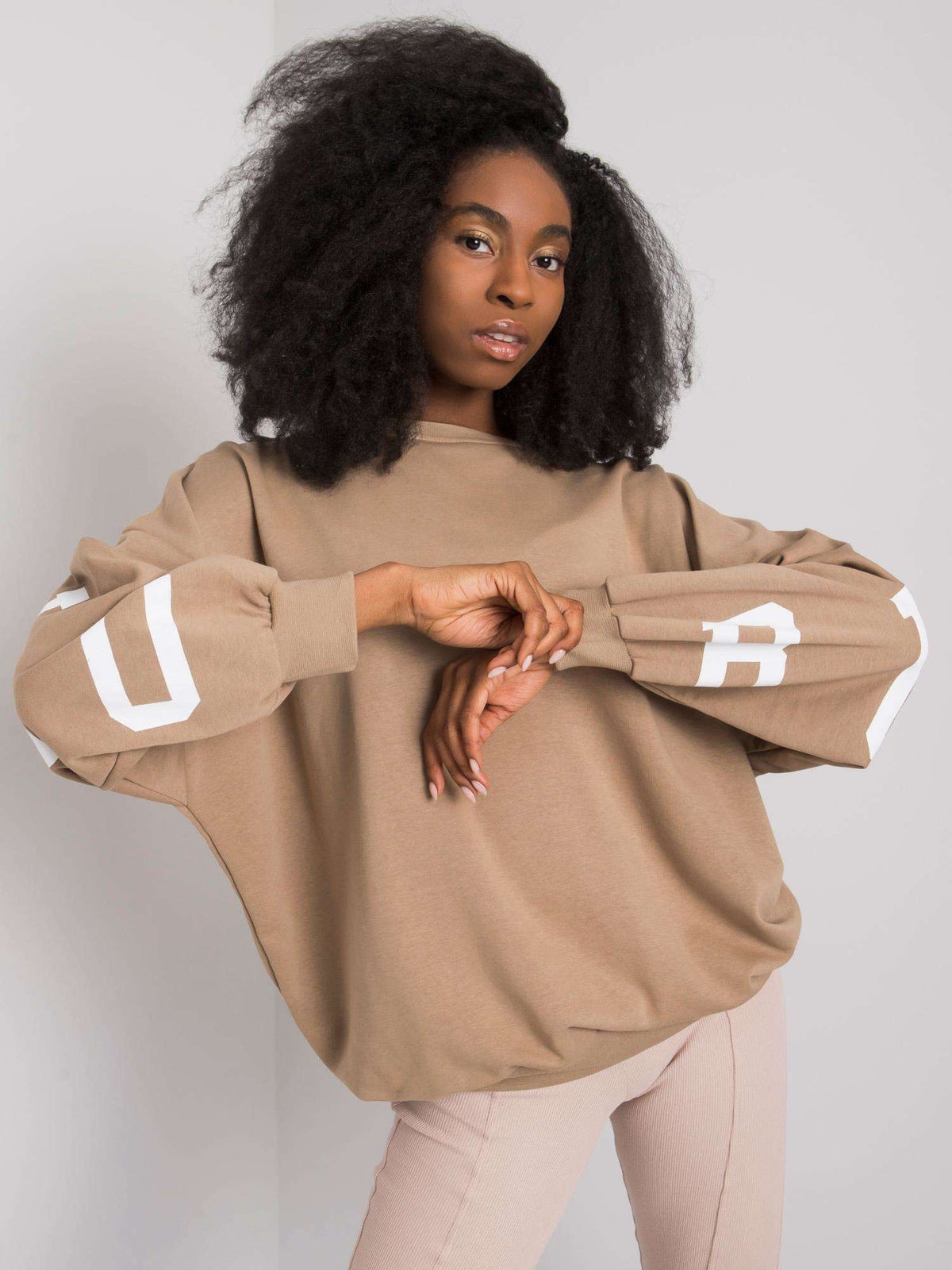 Brooke Sweater met Print – Donkerbeige