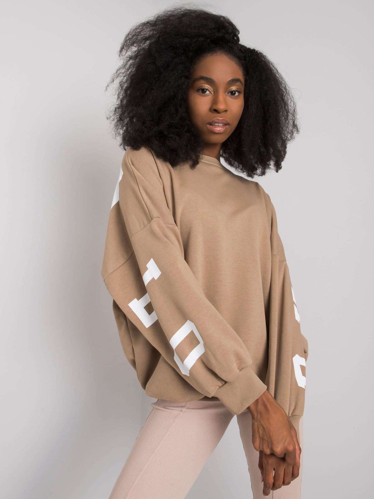 Brooke Sweater met Print – Donkerbeige