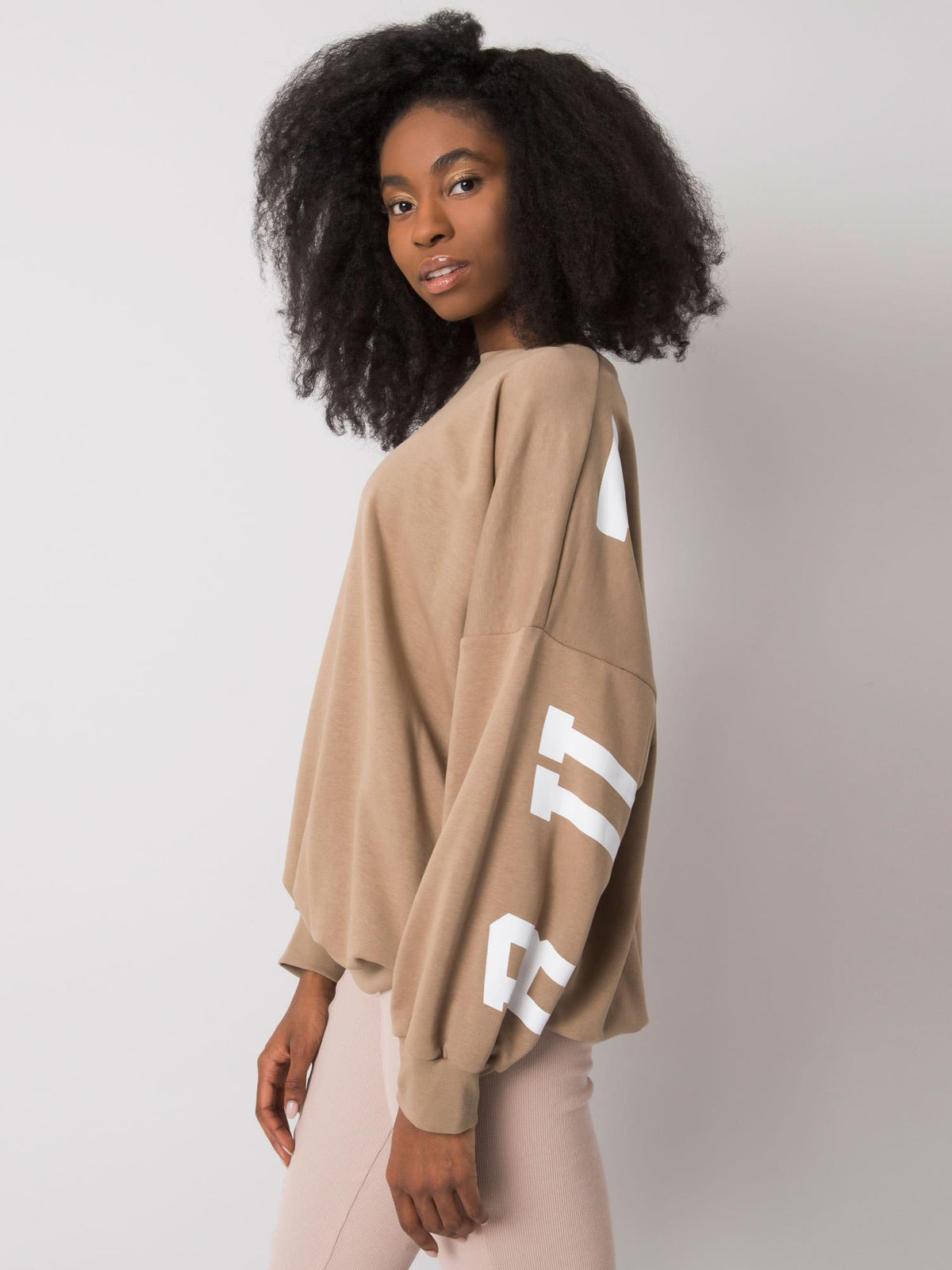 Brooke Sweater met Print – Donkerbeige