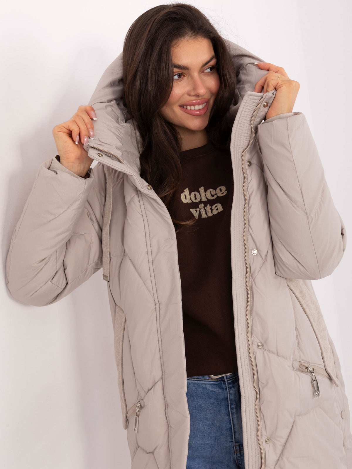 Gewatteerde Winterjas GAROFF met Capuchon – Beige