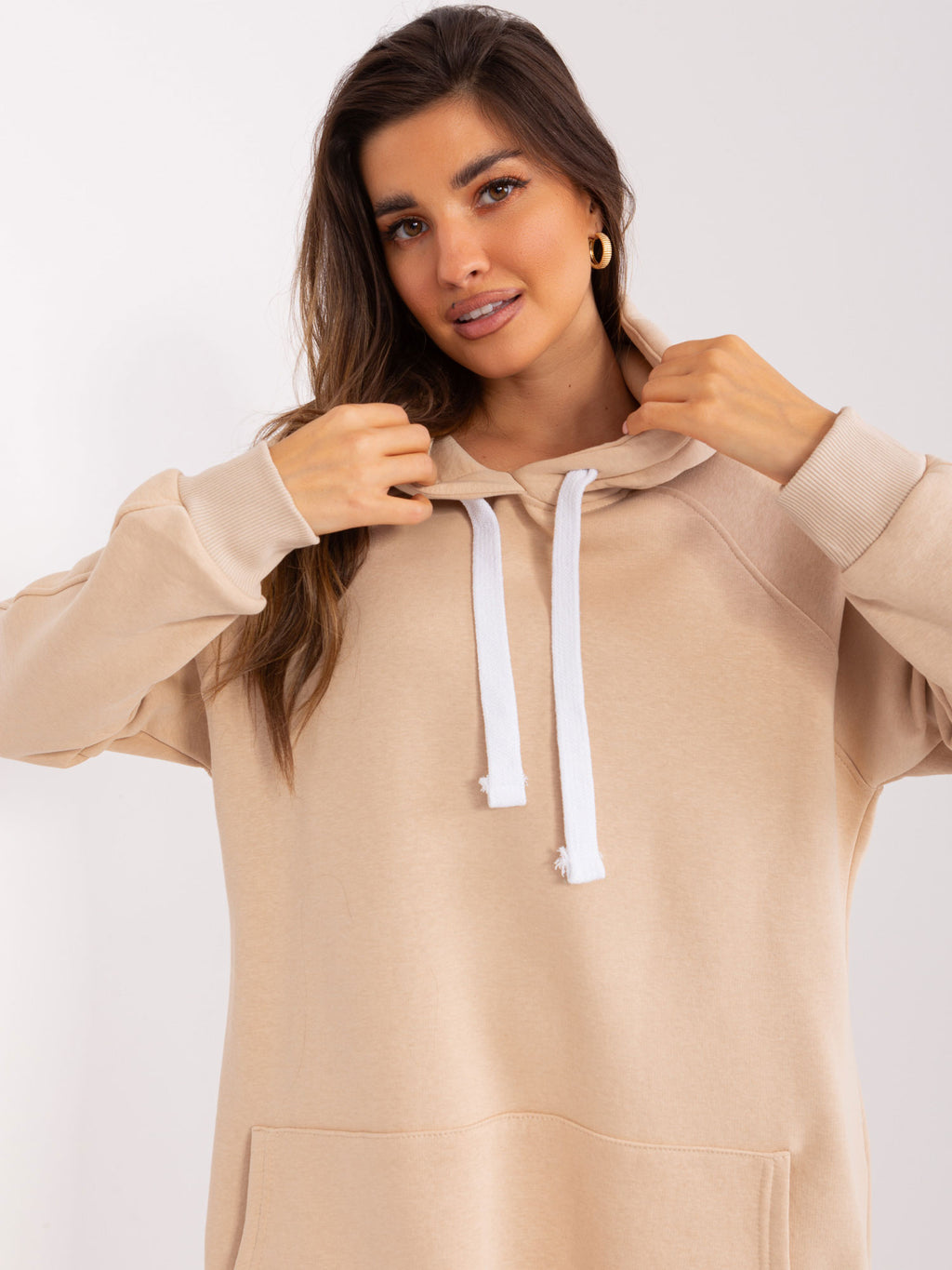 Lange Hoodie – Beige