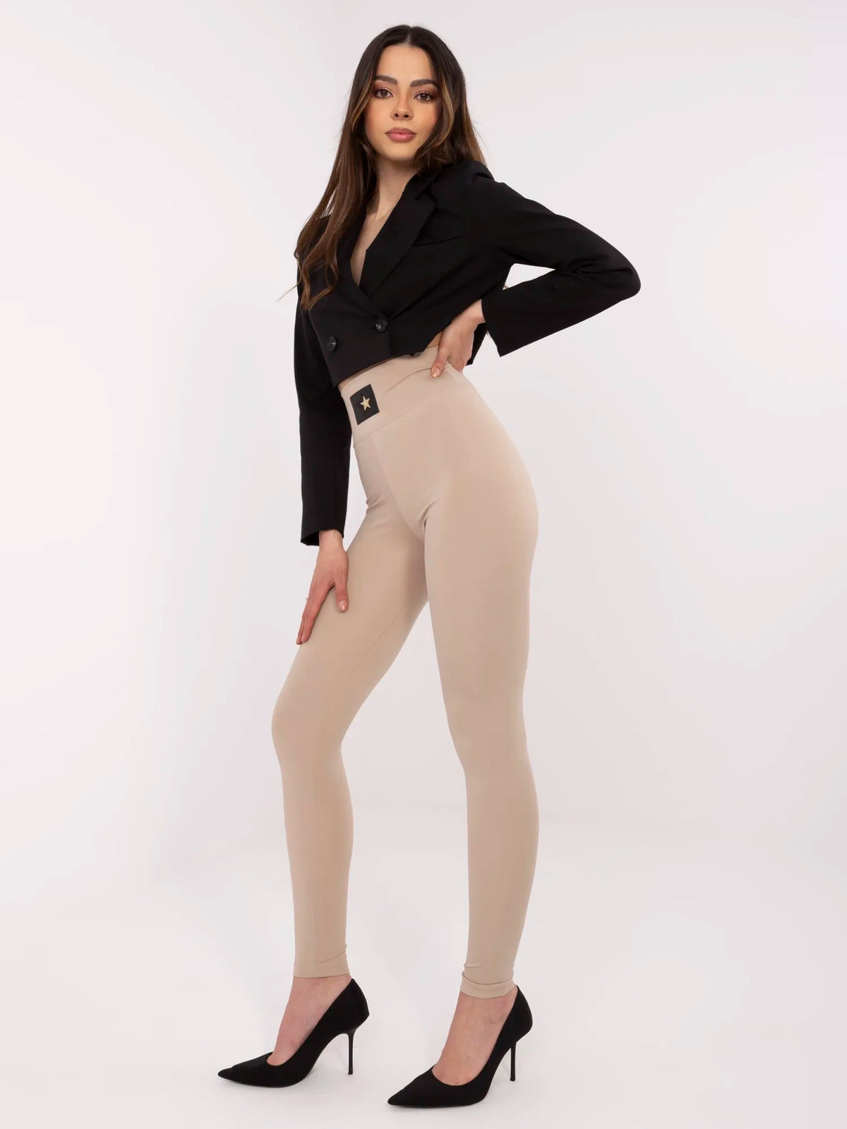 Beige High-Waist Legging