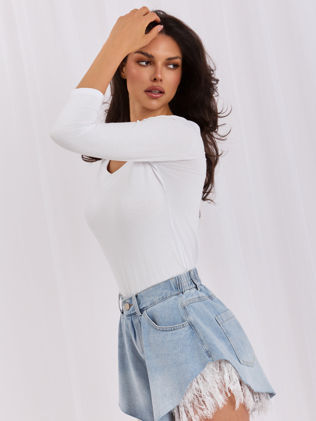 Basic V-hals Top – Wit