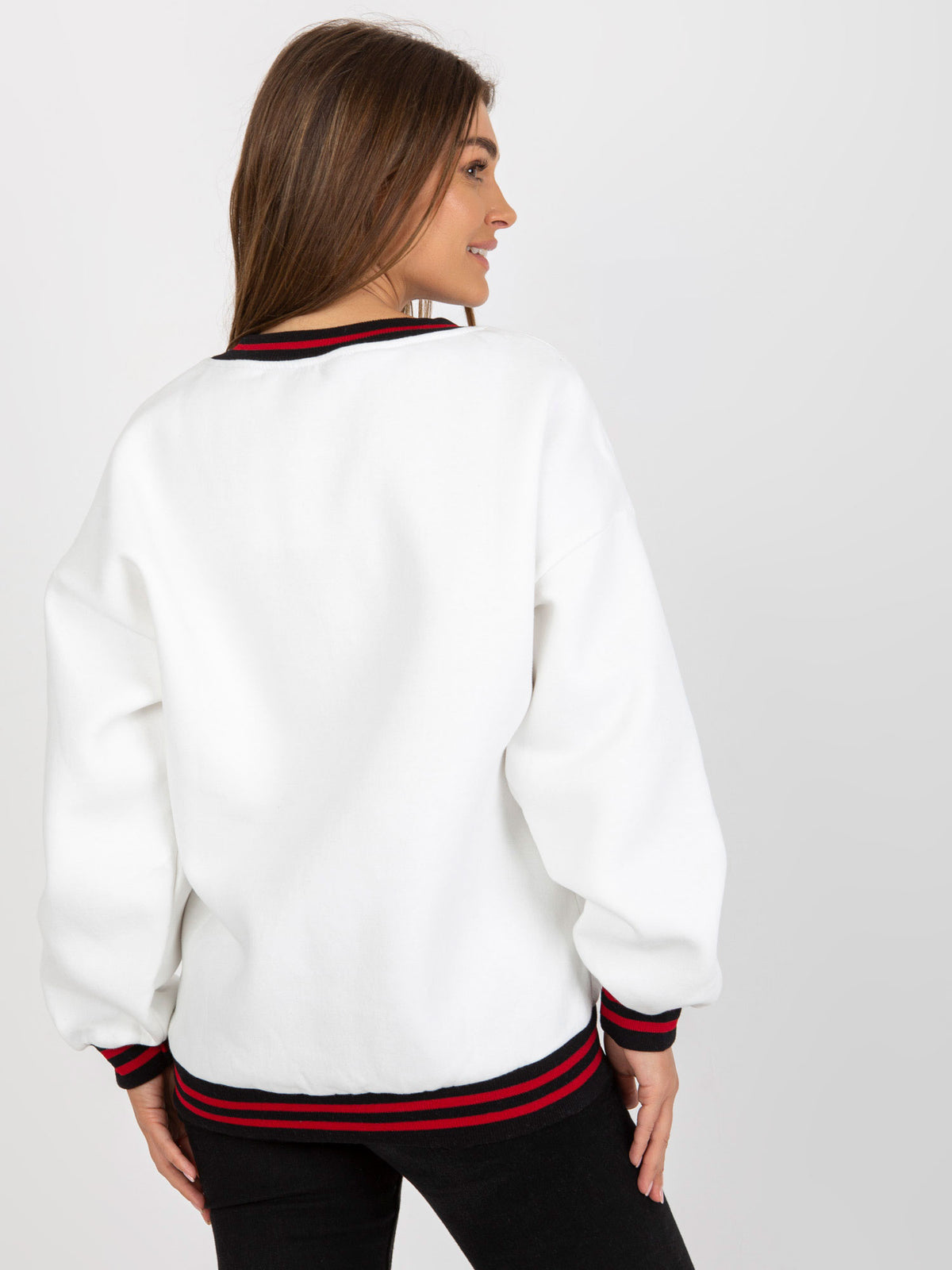 Sweater met Print en V-hals – Wit