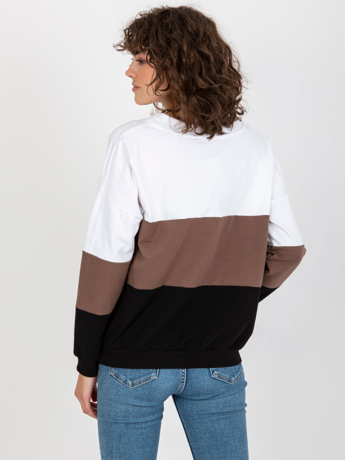 Basic Sweater met V-hals – Wit/Zwart