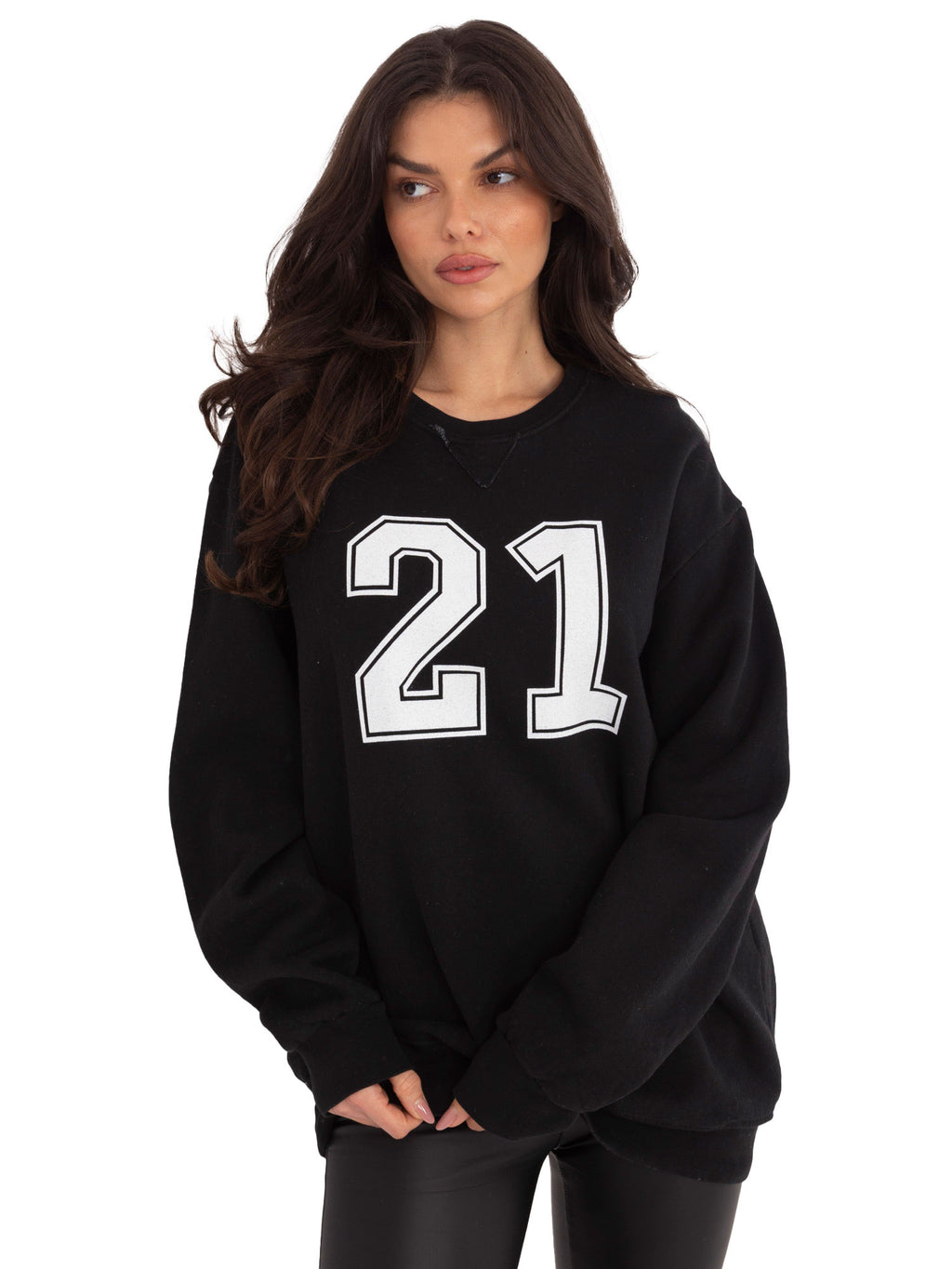 Oversized Sweater met Print – Zwart