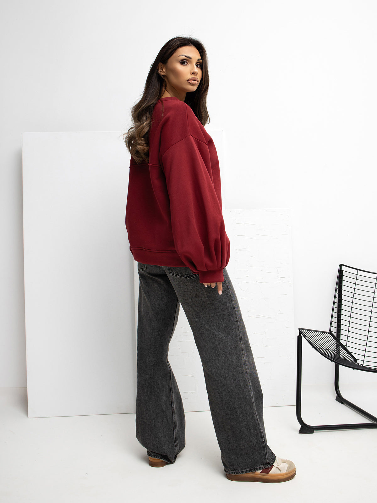 Sweater met Ruguitsnijding – Bordeaux