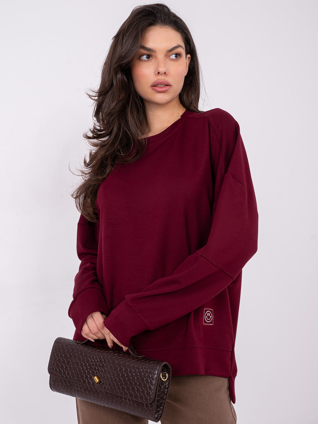 Sweater met Langere Achterkant – Bordeaux