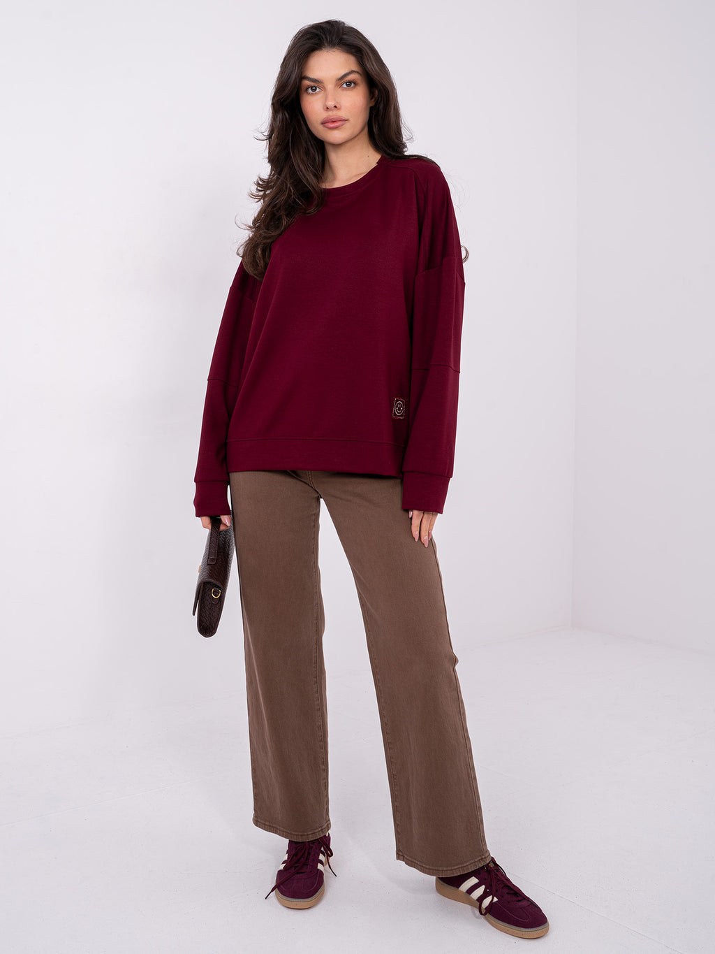 Sweater met Langere Achterkant – Bordeaux