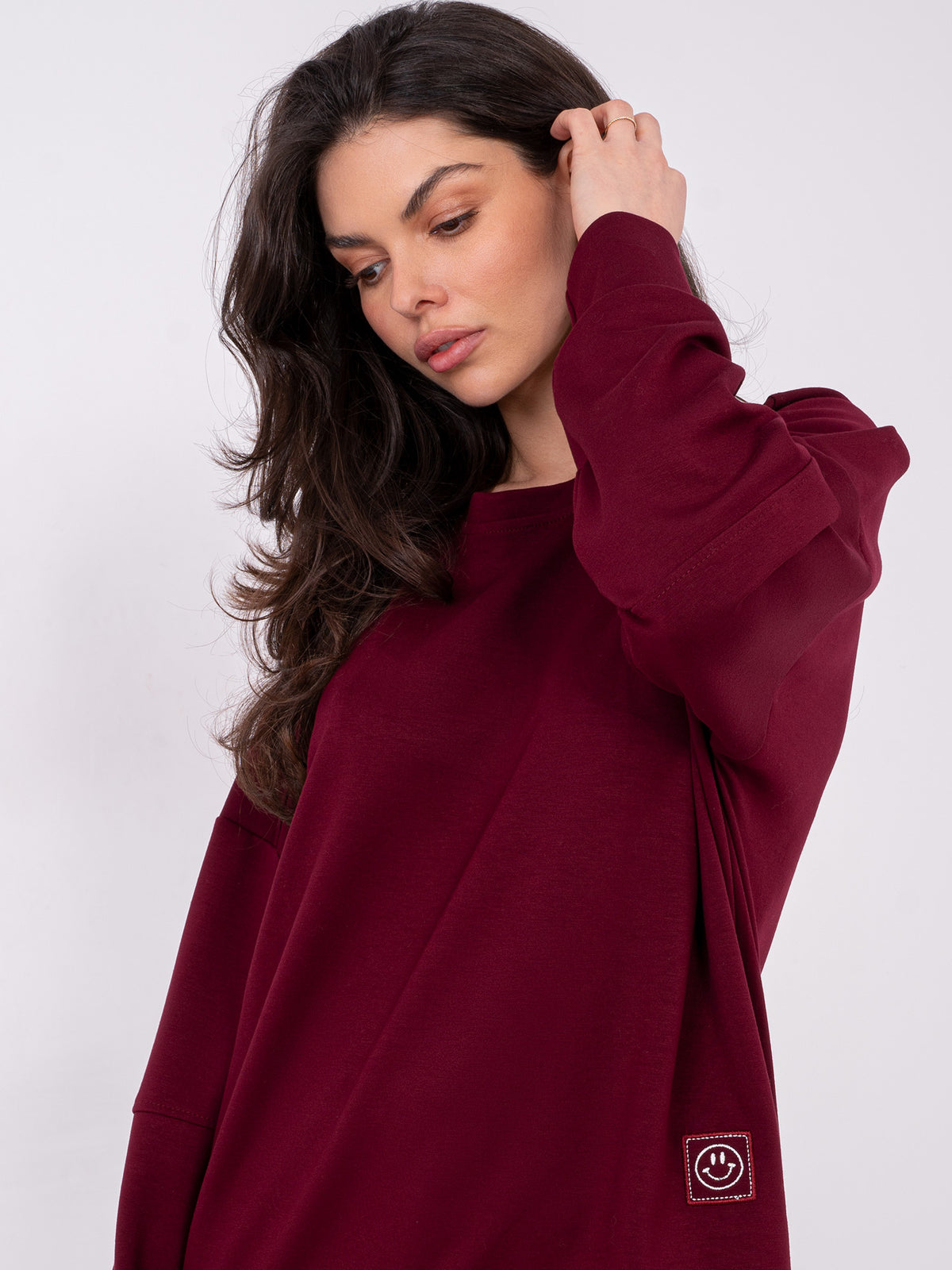 Sweater met Langere Achterkant – Bordeaux