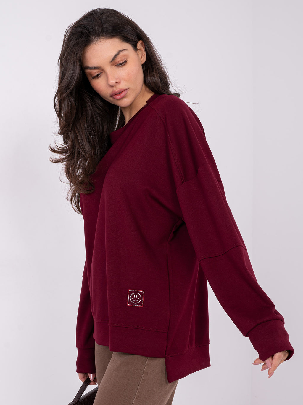 Sweater met Langere Achterkant – Bordeaux