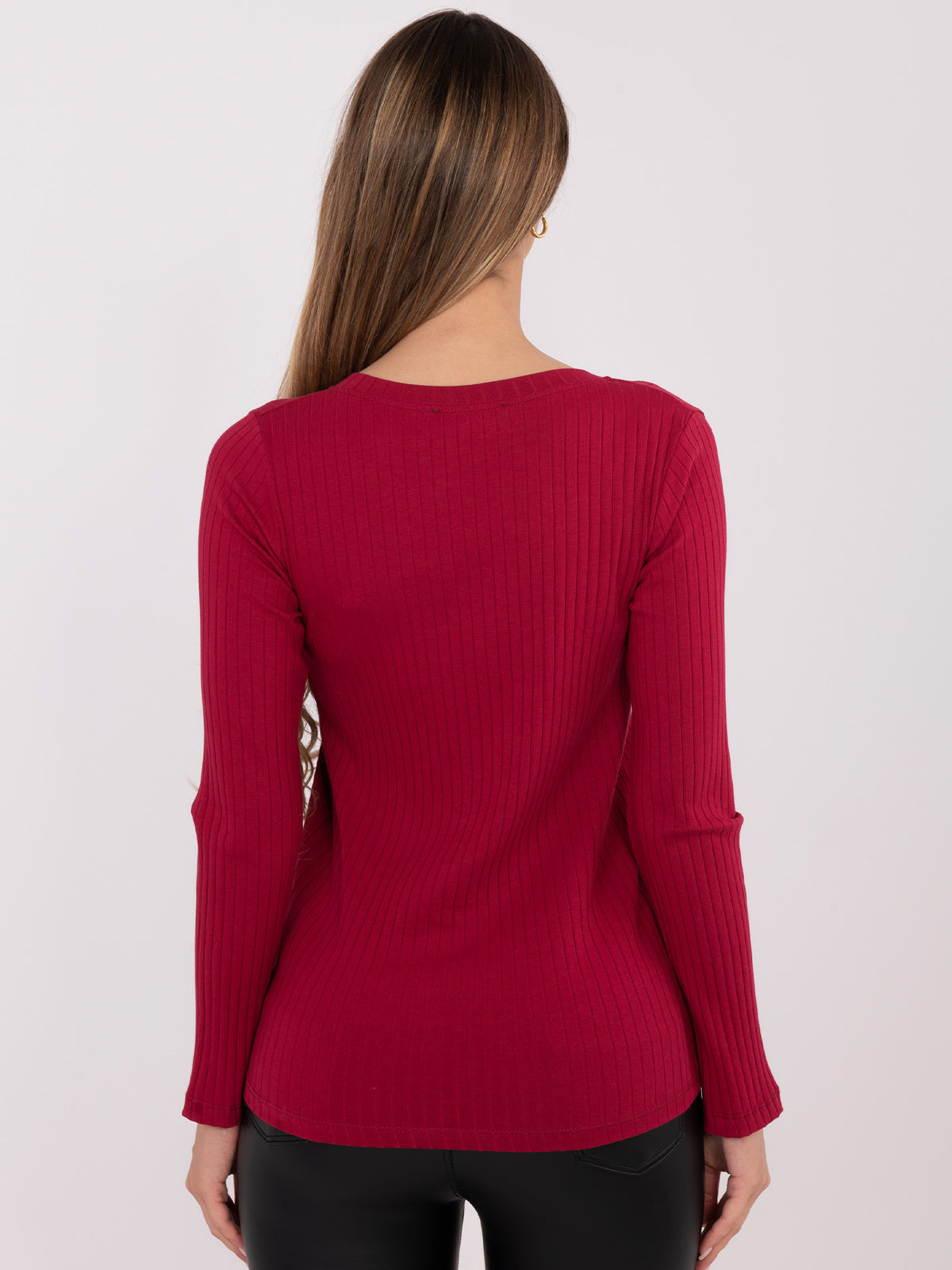 Rib Top met Knopen – Bordeaux